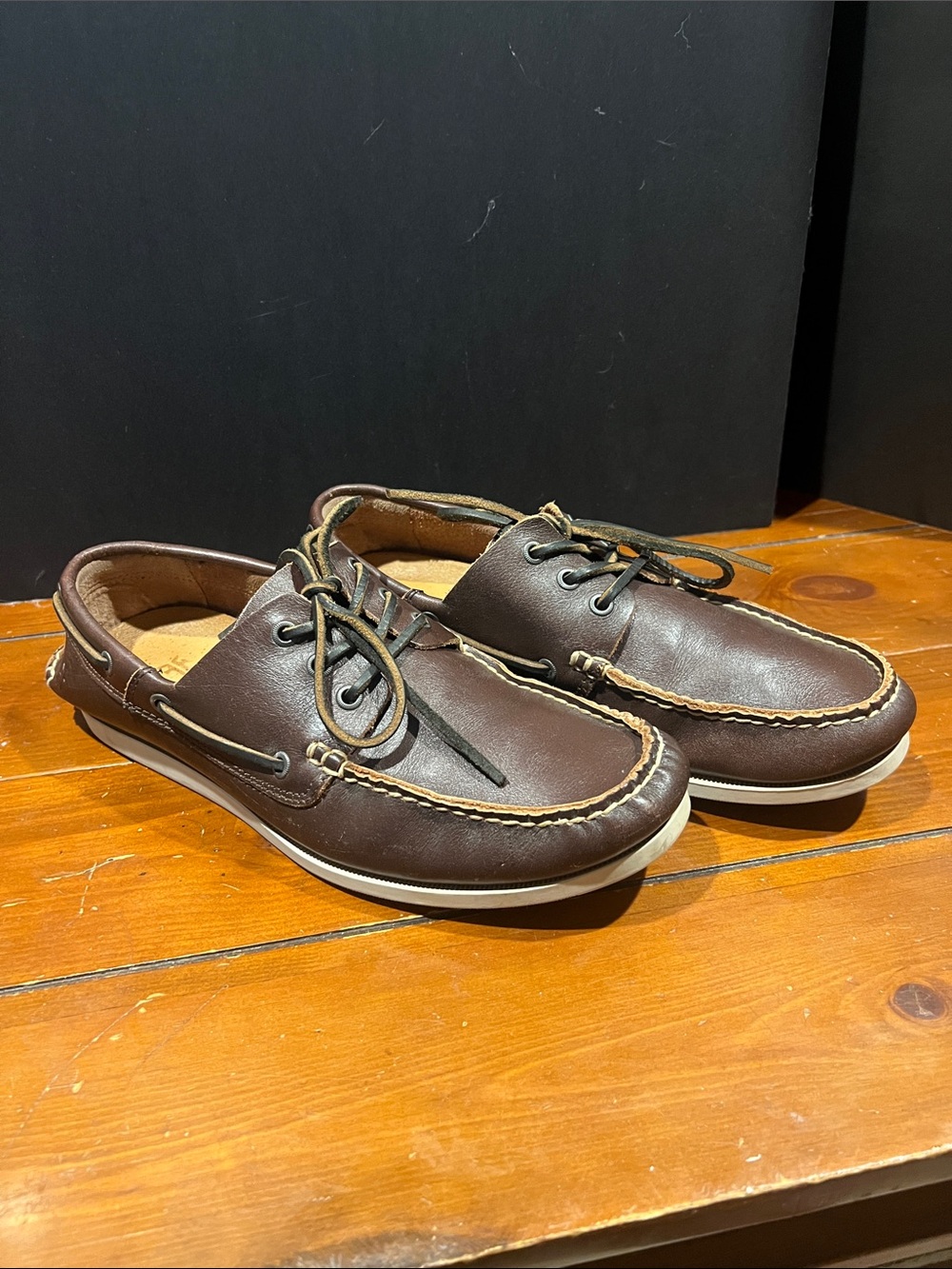 Frye Dark Brown Leather Moc Toe Slip-On Loafer